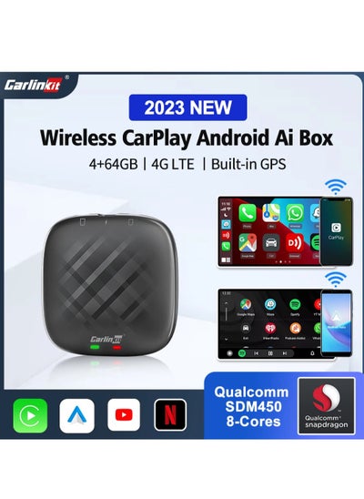 Buy ORIGINAL Ai Box 4+64GB Android 13.0 Carlinkit CarPlay Ultra Series With Powerful Qualcomm QCM6125, Comes with Android Auto Apple Car Play Google Play Store in Saudi Arabia