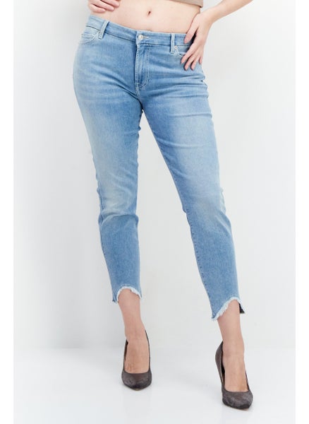 Buy Women Slim Fit Washed Stretchable Jeans, Blue in UAE