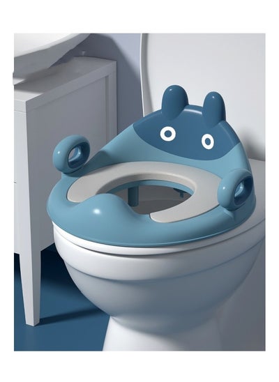 Buy Portable Potty Training Toilet Seat for Boys & Girls, Cartoon-Shape Non-Slip Toddler Potty Seat with Built-in Splash Guard – Perfect Potty Chair Option for Travel & Easy Cleaning (Blue) in Saudi Arabia