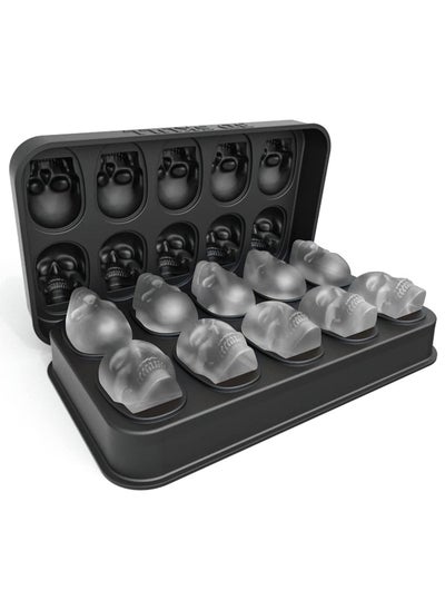 اشتري 3D Skull Ice Cube Mold - Flexible Silicone Skull Ice Maker Mold - 10 Cavity Skull Ice Cube Tray with Funnel - Skull Silicone Mold for Baking, Chocolate, Candy and Resin في السعودية