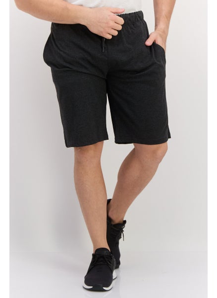 اشتري Men 2 Pack Plain Basic Shorts, Black/Charcoal في الامارات