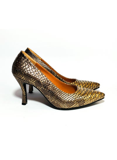 Buy Gold 9cm  Heel Shoes With Double Compressed Foam Insoles For All-day Comfort. in Egypt