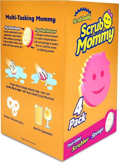 Buy Scrub Daddy Scrub Mommy Dual Sided Scrubber + Sponge Multi-Pack Set Of 4 Pink in Saudi Arabia