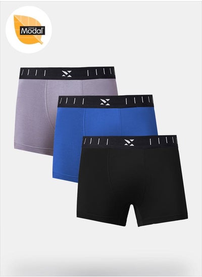 اشتري Pack of 3 - Solid Trunks with Brand Icon Waistband في السعودية