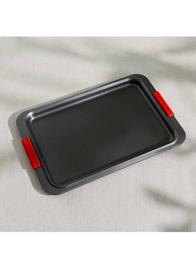 Buy Bake Me Happy Cookie Sheet With Silicone Handle Carbon Steel 0.8Mm 45X30X2.5Cm in UAE