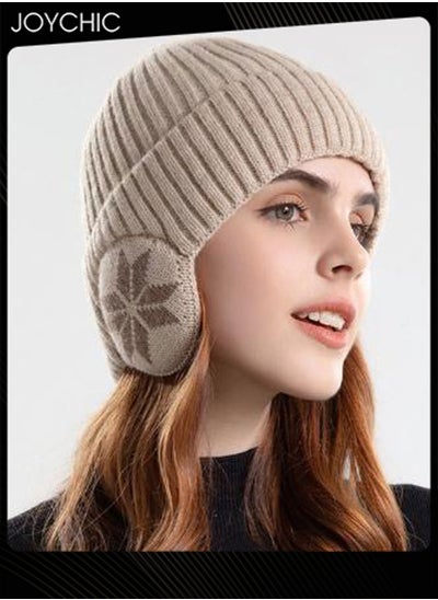 Buy Korean Version Winter Warm Knitted Beanie Hat for Women Outdoor Cycling Ear Protector Windproof in Saudi Arabia