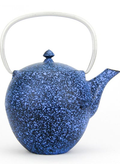 Buy Durable Stovetop Safe Cast Iron Teapot Coated with Enameled Interior 1.1 Liters Blue in UAE