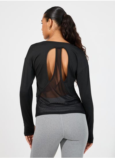 Buy Double Layer Open Back Long Sleeves Yoga Top in Saudi Arabia