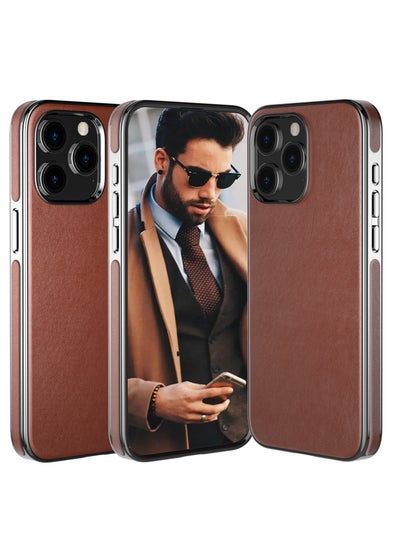 Buy Compatible For IPhone 15 Pro Max Case Luxury Leather Business Premium Classic Cover Anti Fingerprint AntiSlip Scratch Resistance Phone Case in UAE