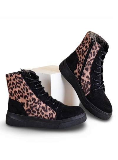 Buy Elegant Suede Boots With Zippers-Black in Egypt