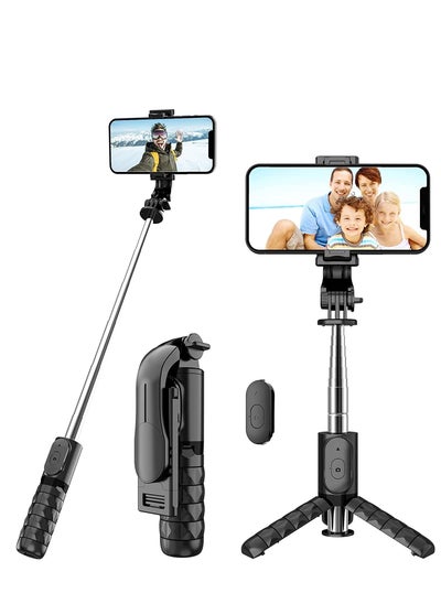 Buy Mini Expandable Bluetooth Selfie Stick Tripod Cell Phone Wireless Remote Control for iPhone Samsung Huawei Other Smartphones Black in Saudi Arabia