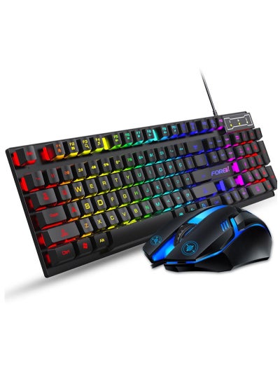 Buy RGB Gaming Keyboard Mouse Set, Mechanical Keyboard Feel Keyboard,104 Keys Transparent Keycap Keyboard with Mouse, for Gaming Office in UAE