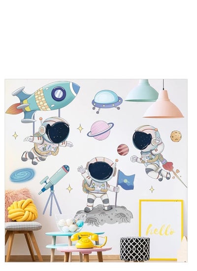 Buy Today Idea Astronaut Wall Stickers, Outer Space Stars Wall Decals, DIY Removable Large Wall Art Decoration, Peel and Stick, for Kids Baby Boys Girls Playroom Bedroom Decor in Saudi Arabia