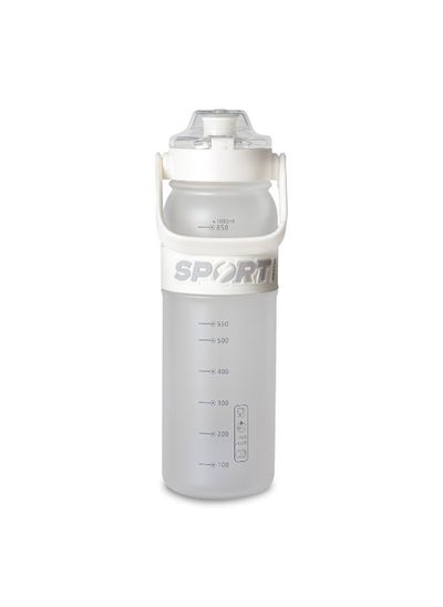 اشتري EYUN sports water bottle plastic leak proof unisex for gym office outdoor school with strap 1l white في مصر