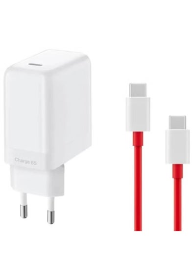 اشتري 65W WARP Charger with USB-C to USB-C Cable for OnePlus Devices, Fast Charging Adapter في الامارات