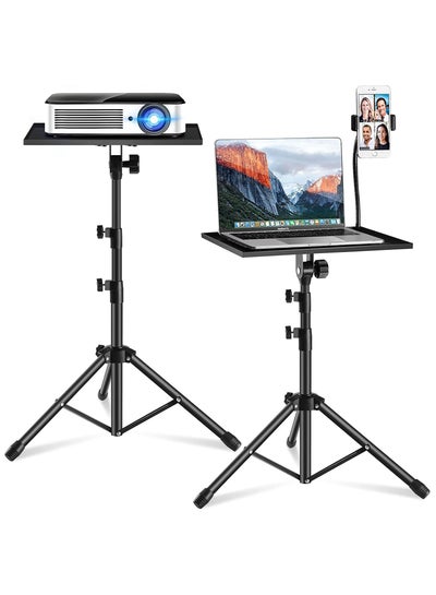 اشتري Projector Stand, Portable DJ Laptop Stand Adjustable Height 16 to 35 Inch, Tall Folding Floor Computer Tripod Stand for Indoor Outdoor Use(With phone holder) في السعودية