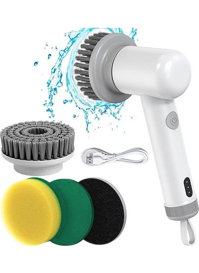 Buy Electric Spin Scrubber, Cordless Electric Cleaning Brush for Bathroom, 2 Rotating Speeds, 4 Replaceable Brush Heads, Portable Handheld Scrubber for Cleaning Kitchen, Dish, Bathtub, Sink, Wall in Saudi Arabia