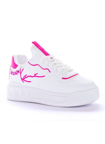 Buy Gorgeous Lace-up Leather Sneakers - Fuchsia White - KO-78 in Egypt