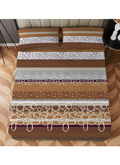 اشتري Classic King Bed FITTED Printed Bedsheet Set 1 Single Bed Fitted Sheet (180 x 200 cm) and 2 Pillow case (46 x 71+7.5cm) في الامارات