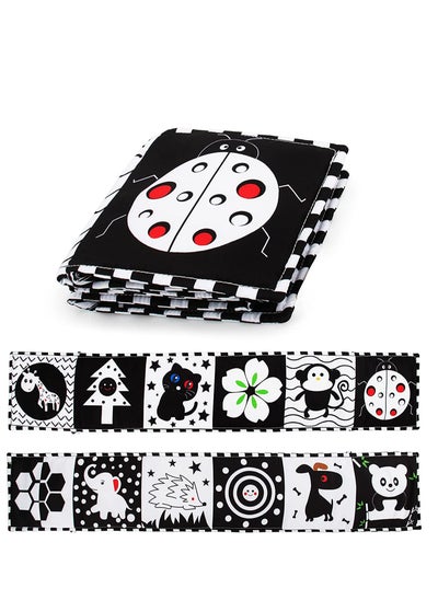 اشتري High Contrast Baby Cloth Book for Early Education, Infant Tummy time Mat, Three Dimensional Can Be Bitten and Tear Not Rotten Paper 0 3 Years Old Baby Toys Black and White في الامارات