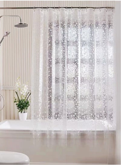 Buy 1-Piece Bathroom Translucent Shower Curtain Waterproof Square Shower Curtain 180x180 Centimeter in UAE