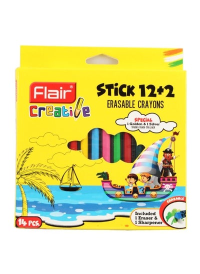 Buy Erasable Crayons included 1 eraser & 1 sharpener - 14 pcs - model FA8030 in Egypt