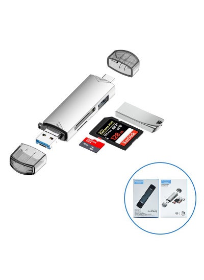 اشتري 6-in-1 USB 3.0 Card Reader for Android, PC, OTG, SD/TF Six in one aluminum alloy card reader (carton packaging) silver في السعودية