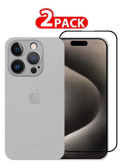 Buy 2 Packs For iPhone 15 Pro Max Case and Screen Protector Air Skin Series Back Cover Sturdy Durable Thin Case Drop Protection Case Cover Clear in UAE