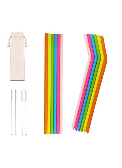 Buy 12PCS Reusable Flexible Straws for Toddlers & Kids, BPA-Free Silicone Straws with Cleaning Brushes Extra Long Straws Sustainable Straw Set Washable Drinking Straws for 30oz 20oz Tumblers in Saudi Arabia