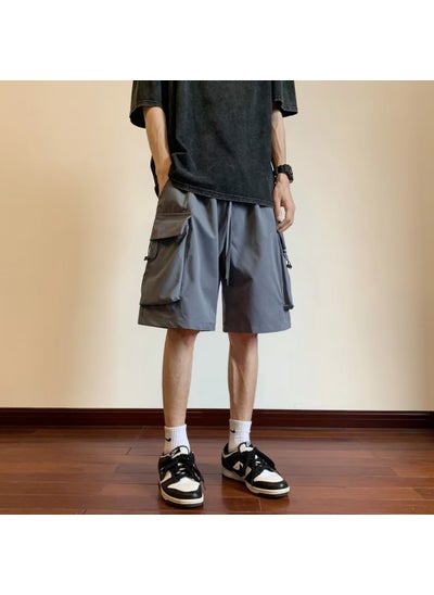 Buy Summer Mens Cargo Shorts Casual Loose Fit Grey in UAE