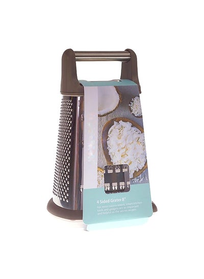 Buy 4-Sided Easy Grip Handle Grater Silver and Brown 20 cm HB8147CC in Saudi Arabia