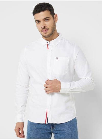 Buy Men White Relaxed Button-Down Collar Pure Cotton Casual Sustainable Shirt in Saudi Arabia