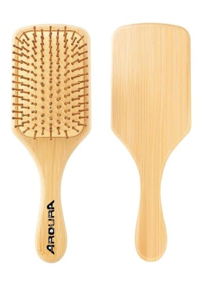 Buy Aroura Bamboo Paddle Hair Brush All,Thick -Natural Bamboo Bristles Detangling Hairbrush for Massaging Scalp, Women& Men in UAE