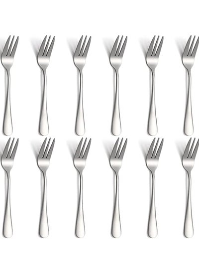 Buy Dessert Forks 12 Pieces Stainless Steel Forks For Cake Salad Fruit in UAE