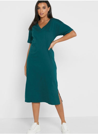 Buy Relaxed V-Neck Midi Dress in UAE