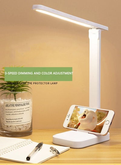 اشتري LED Chargeable Table Lamp 3 Color Stepless Dimmable Touch Foldable Reading Eye Protection Night Light في السعودية