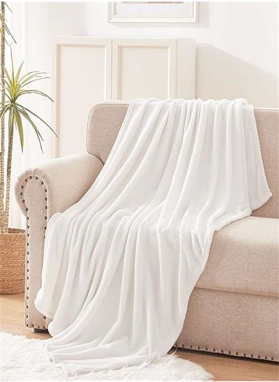 اشتري Goolsky Fleece Throw Blanket for Couch, Sofa and Bed, 300GSM Super Soft Blankets and Warm Throws, Cozy, Plush, Lightweight (50x60 inches, Pure White) في الامارات