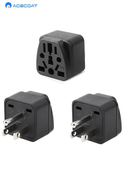 Buy 3 Pack US Travel Plug Adapter UK EU AU JP CN to US Adapter Type B 3 Pin US Wall Plug International Mini Travel Adapter and Converter Wall Outlet Power Charger Converter Black in Saudi Arabia