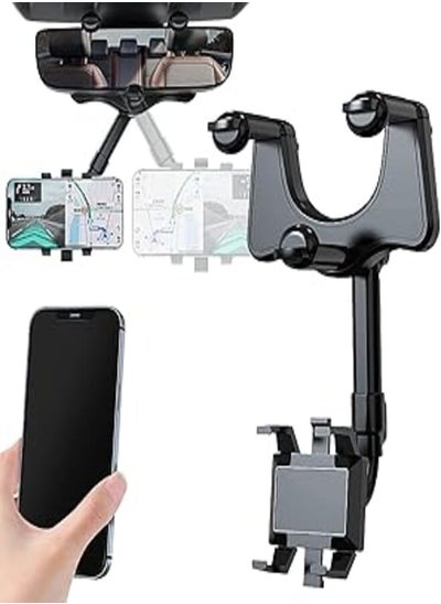 اشتري HIMS Car rear view mirror mobile phone holder, 360 degree rotating car phone holder, universal car rear view mirror mobile phone holder, adjustable car mobile phone holders for all mobile phones في مصر