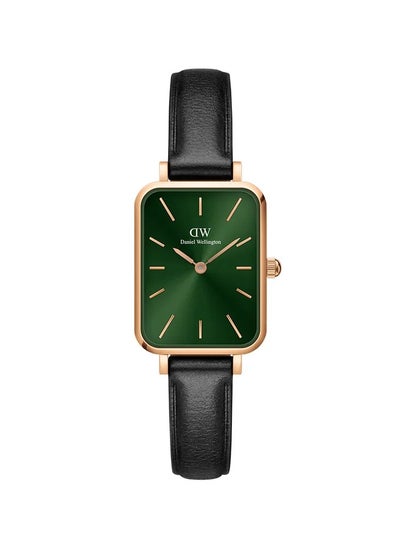 Buy Quadro Pressed Sheffield Green Watches for Women with Italian Black Leather Strap 20*26mm in Saudi Arabia