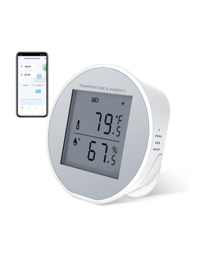 Buy WiFi Thermometer Hygrometer Sensor, with App Alerts Tuya Smart Indoor Temperature and Humidity Monitor, for Home Pet Garage with Digital Compatible with Alexa Home Automation, Electronic Ink Display in UAE