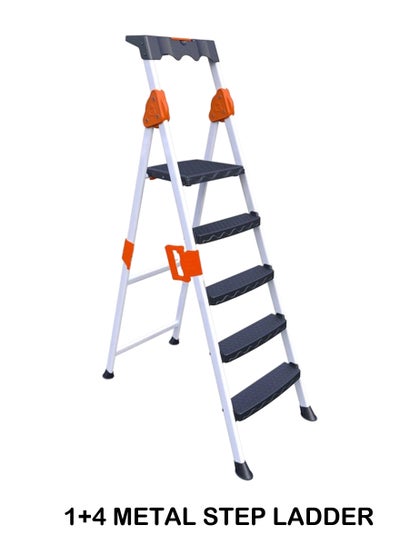 Buy Professional Aluminum Folding Ladder Household Ladder With Wide Step 160x 110 x 47 cm in Saudi Arabia