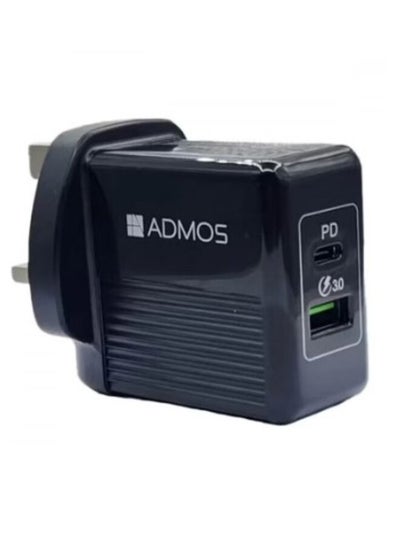 اشتري شاحن Admos مزدوج الجدار مزود بمنفذي USB/PD ويدعم تقنية الشحن السريع في السعودية