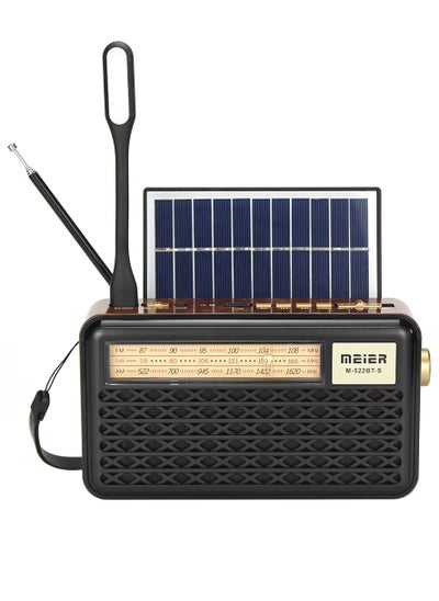 Buy Portable Radio M-522BT-S Multiband Receiver Radio with Rechargeable Solar Panel with Reading Light in Saudi Arabia