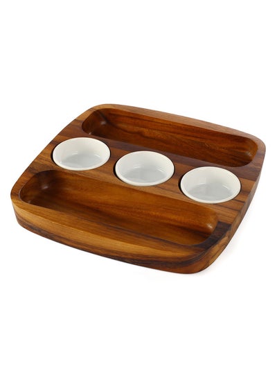 Buy Two Side Chip And Three Bowls Serving Tray in UAE