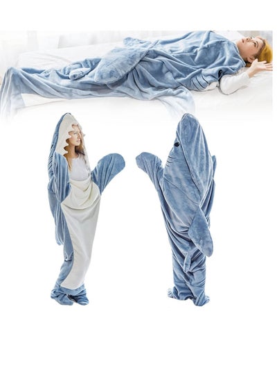 اشتري Super Soft Cozy Shark Blanket Hoodie for Adults and Children - Wearable Shark Onesie Blanket Sleeping Bag - Cosplay Shark Costume - Perfect Shark Gift for Shark Lovers في الامارات