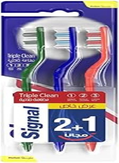 اشتري Signal Triple Clean Medium for plaque removal and protection against cavity Toothbrush 3PC في مصر