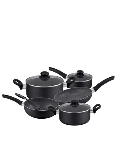 اشتري Granite Coated Smart Cookware Set, 9Pcs, DC1577BGE 26cm casserole + lid 20cm casserole + lid ;26cm frypan ;24cm wok pan ;16cm saucepan في الامارات