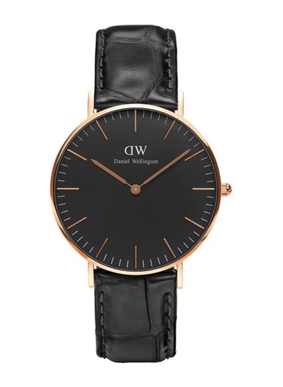 Buy Classic Reading Black Round Watch for Men 40mm Dial with Black Leather Strap DW00100129 in Saudi Arabia