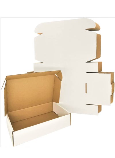 Buy Pack of 10  3-layer Kraft box White package carton gift corrugated in UAE